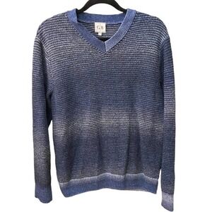 Vintage Blue Ombre Sweater wool blend medium vneck